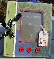 PORTE PHOTO VERT décor scrapbooking et 30 pages de 4 vues /photos chacune