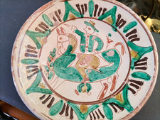 rare poterie roumaine signer Colibaba / Céramique Polychrome Décor Zoomorphe