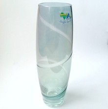 Vase en Verre soufflé Irisé et taillé en Ruban Étiquette VA 20 cm Comme Neuf