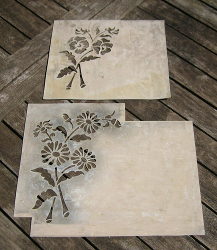 Ancien pochoir motif fleurs - 2,