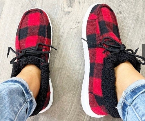 Buffalo plaid sneakers sherpa - buffalo,