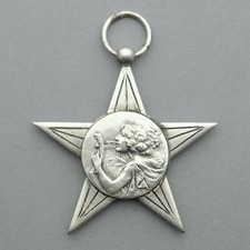 French Medal. Woman, Female, Marianne, Lyre, Music. Art Nouveau Pendant.