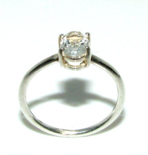 Femmes 925 Argent & Pierre Transparente Robe Bague Taille N