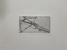 Žibuntas Mikšys Gravure Eau-forte Arbalète Arme. Art Lituanien XXème Zibuntas