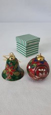 Décorations Noël à Suspendre Émaux Cloisonnés sur Métal Doré 1 Cloche & 1 Boule