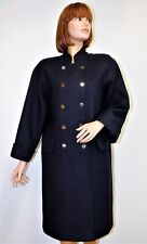 Vintage 80s loose fit coat NINA RICCI PARIS blue wool size S made in France