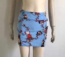 MINI JUPE SKIRT VINTAGE HERMES "KACHINAS" OLIVIER KERMIT 40IT/ 36FR 
