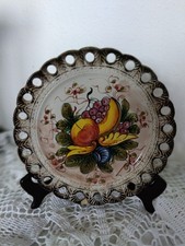 Ancienne Assiette Décorative à Accrocher,  Motif Fruits, à accrocher D22,5cm