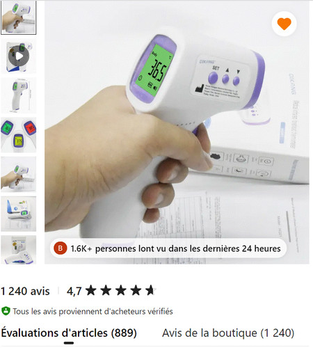 Thermomètre frontal pour