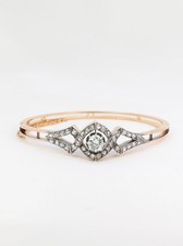 Bracelet jonc or rose diamants taille ancienne