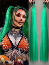 2X Paquet De Rajout Synthétique Vert Longue Tresse Cheveux A Tressée 70cm