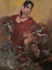 Ancien Tableau Danseuse ! Charley GARRY (1891-1973) HST ! TSIGANE ! FLAMENCO ! 