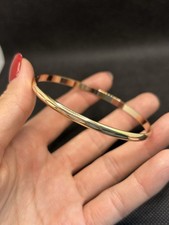 Ancien Bracelet En Plaqué Or Jonc Ruban