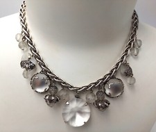 Ravissant collier breloques signé JACQUELINE SINGH PARIS vintage Necklace glass