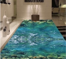 Nymphaea tetragona déferle vert 3D Sols Mural Photo Papier Peint Maison Imprimer