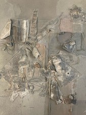 Belle peinture, assemblage, béton, Metal, accumulation Art, 1980, à identifier