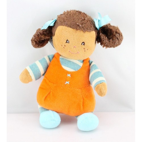 Doudou poupée fille orange