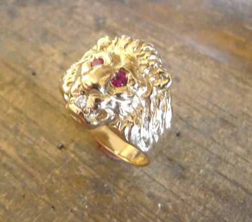 Bague tête de lion - or, 18