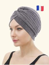 Bonnet turban gris paillette