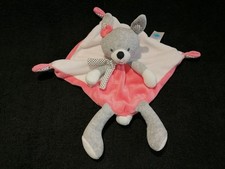 doudou plat lapin gris blanc rose Tex baby Etat neuf