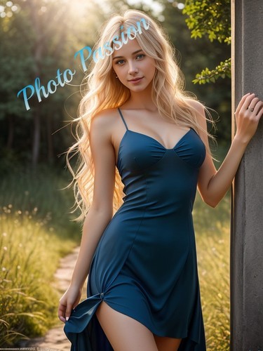 Photo femme glamour robe bleue