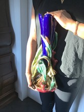 Sarreguemines majolique grand vase en faience ancienne barbotine