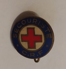 Insigne Militaire - Secouriste  CRF Croix Rouge Française - Broche émaillée TBE