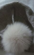LEA CLEMENT BONNET LAINE ET CACHEMIRE GRIS FOURRURE VÉRITABLE TAILLE UNIQUE NF