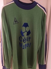 maillot de foot vintage le coq sportif vert flocage velours bleu taille L