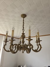 2 Anciens lustres en bronze 8 feux de style Louis XVI en état de marche 18 kg