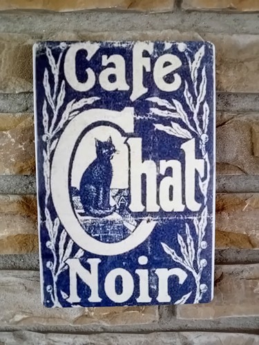 Plaque métal vintage cafe - métal,