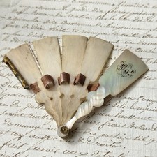 Carnet de Bal Eventail Nacre XIXè Napoléon III Victorian MOP Dance Card 19thC