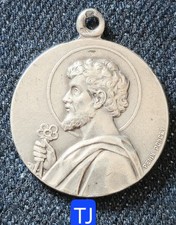 Belle Médaille Argent 21 mm- St Pierre Avec Les Clefs Du Paradis Par Penin  1934