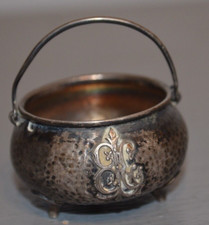 Chaudron Miniature Argent Massif Martelé Monogrammé