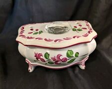 Ancien Encrier en Faïence peint à la main, Forme Fourneau