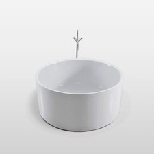 Baignoire ilôt blanc Acrylique Moderne Design diametre 134 cm Crystal + Robinet