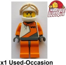 Lego Figurine Minifig World Racers pilote pilot orange wr casque masque USED