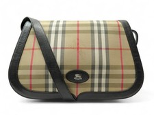 VINTAGE SAC A MAIN BURBERRYS POCHETTE BANDOULIERE TOILE TARTAN CUIR MARRON 850€