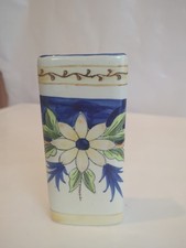 Petit vase mural en faïence décorative – motif floral peint main – style...