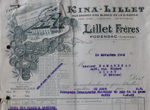 Facture traite 1948 podensac - 1948,