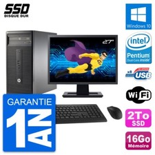 PC Tour HP 280 G1 Ecran 27" Intel Pentium G3220 RAM 16Go SSD 2To Windows 10 Wifi
