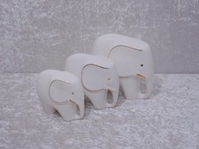 Xcxzxx - 3 X Porcelaine Design Figurine Éléphant - Vintage Um 1970 - or Blanc