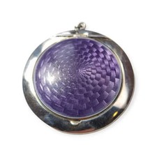 Poudre Art Déco en argent et émail guilloché violet, Londres, 1920, pièce co