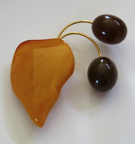 Broche ambre coeur - broche, en