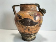 ANCIENNE CRUCHE DECOR OISEAUX TERRE CUITE ITALIE 30's  / PICHET CARAFE WATER JUG