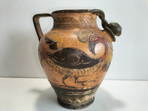 Ancienne cruche decor oiseaux - ancienne,