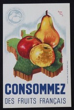 Carte postale  CONSOMMEZ DES FRUITS FRANCAIS illustrateur Pierre Fève 1936