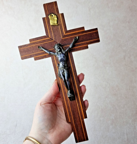Croix bois marqueté - croix,