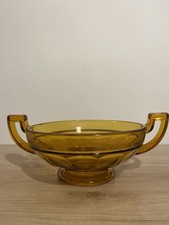 Rare Ancienne Coupe à fruit jaune ambré Orange Val Saint Lambert Art Déco