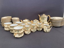 ANCIEN SERVICE À CAFÉ et THÉ EN PORCELAINE JAPONAISE À DÉCOR DE BAMBOU 61 PIÈCES